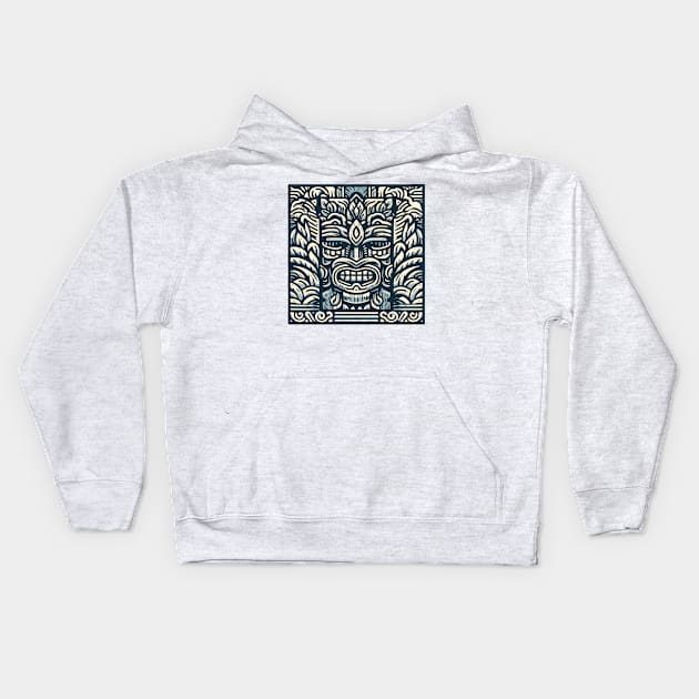 Blue Tiki god for Your Tiki Vibes Kids Hoodie by Organicgal Graphics